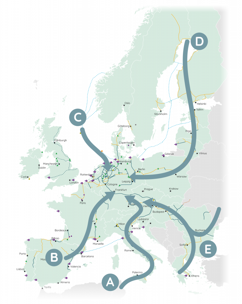 EHB publishes five potential hydrogen supply corridors