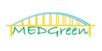 Logotipo de MEDGreen, socio especializado en soluciones de energía sostenible del proyecto europeo HY2MARKET, en colaboración con la Fundación Hidrógeno Aragón