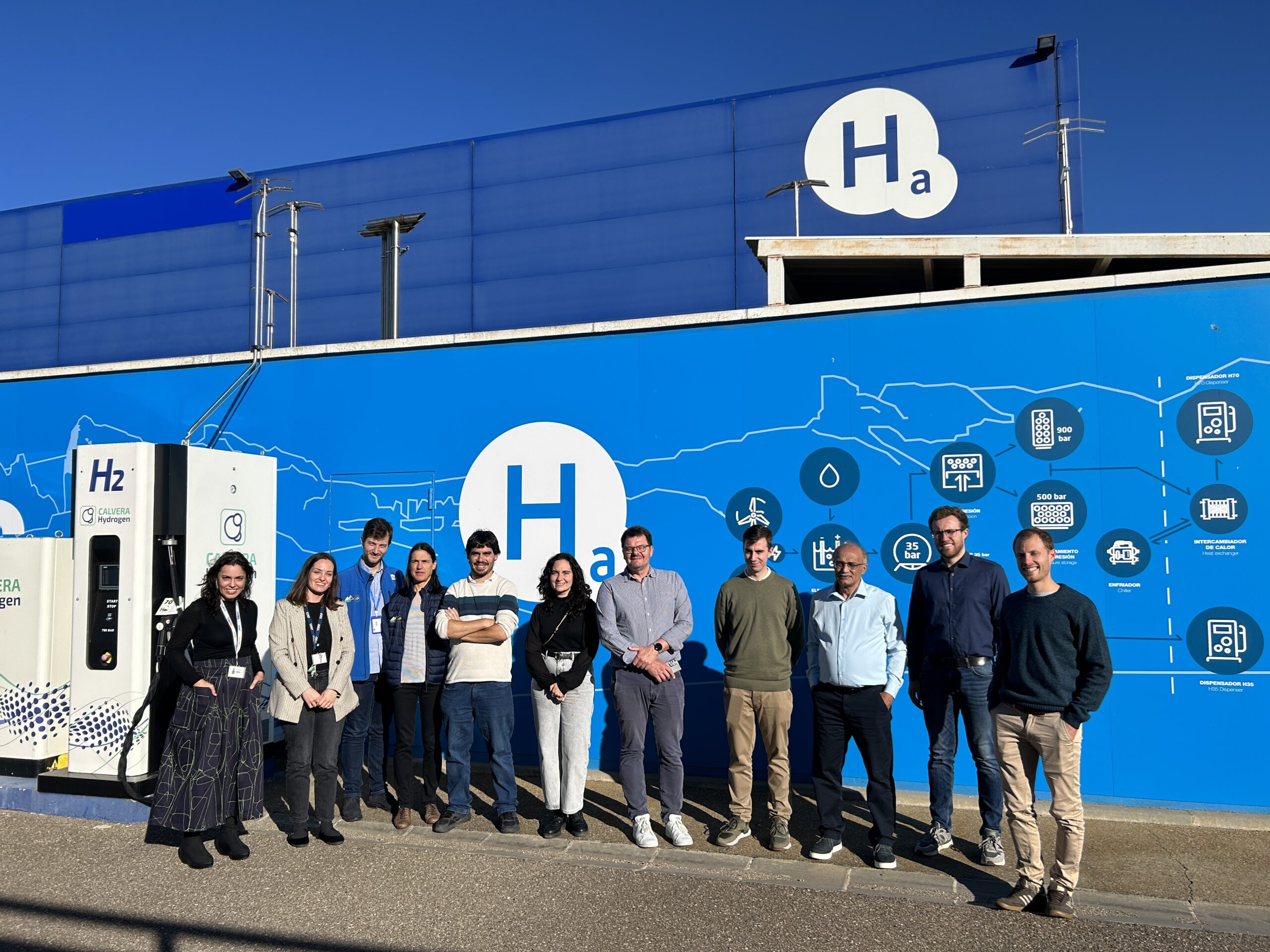 visita-instalaciones-fha-huesca-proyecto-hyprael Socios del proyecto HYPRAEL visitando la estación de repostaje de hidrógeno y las instalaciones de la Fundación Hidrógeno Aragón en Huesca.